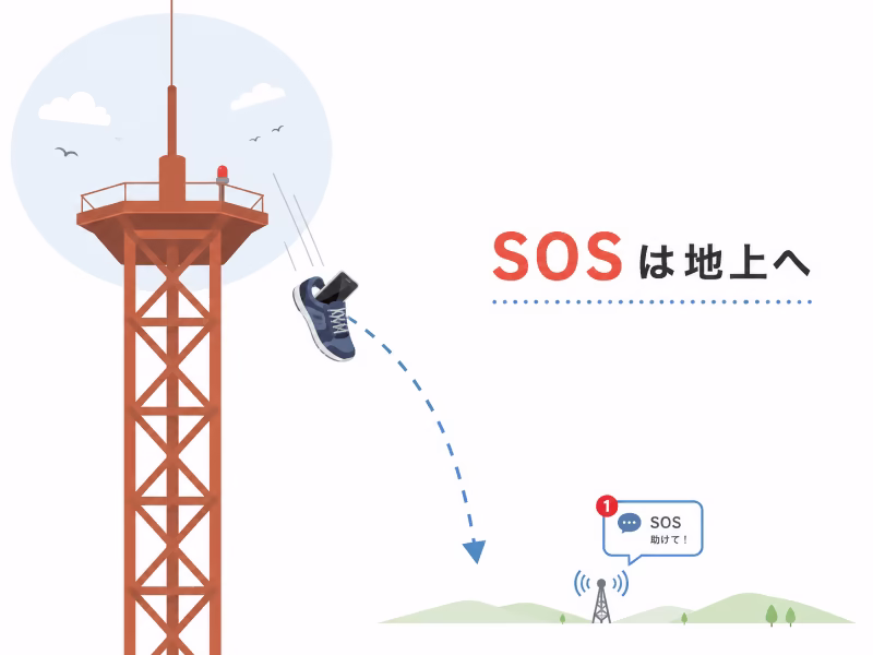 ベッキーがスマホを地上へ届けて救助を呼ぶ結末を図解した挿絵