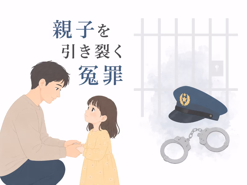 『7番房の奇跡』のネタバレなしあらすじを表現した冤罪と親子の対比イラスト