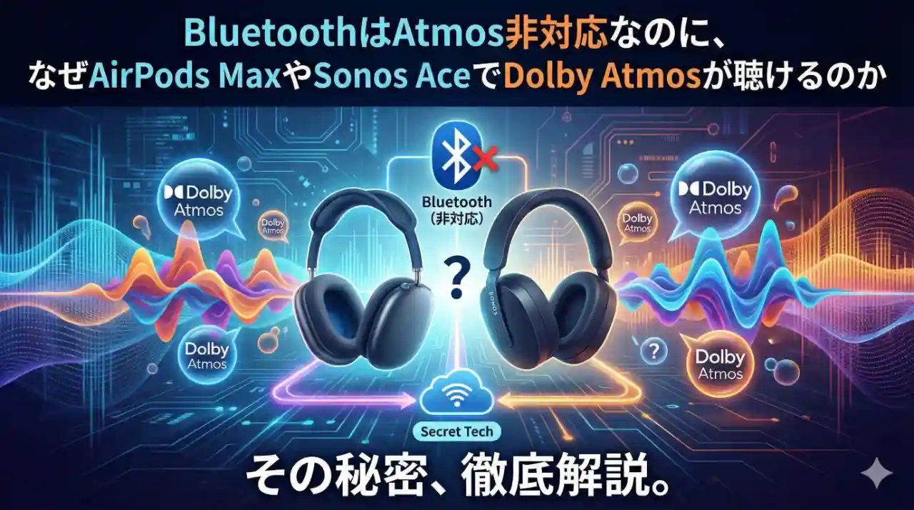 「BluetoothはAtmos非対応なのに、なぜAirPods MaxやSonos AceでDolby Atmosが聴けるのか」のアイキャッチ