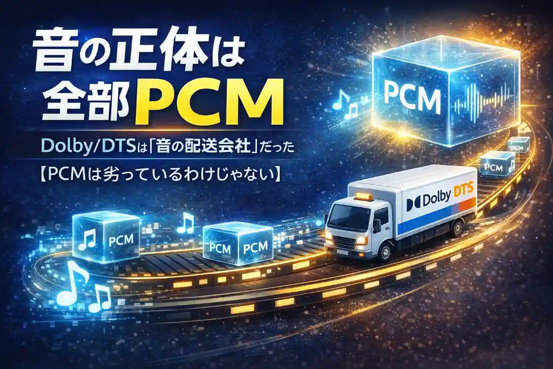 「音の正体は全部PCM。Dolby/DTSは「音の配送会社」だった【PCMは劣っているわけじゃない】」のアイキャッチ画像
