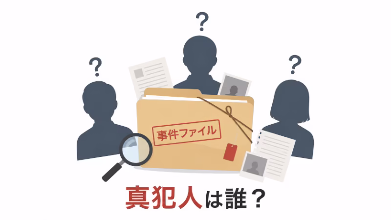 『三度目の殺人』の真犯人が誰なのかを考察する場面用の挿絵