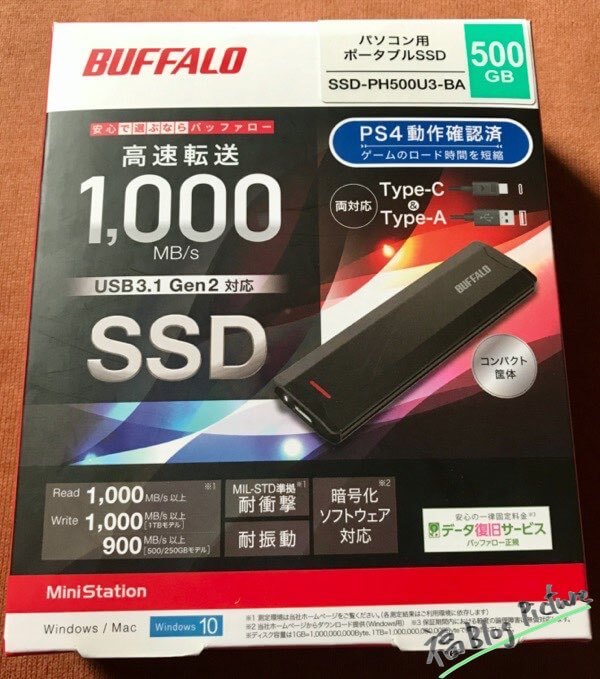 BUFFALO USB3.1(Gen2)対応 ポータブルSSD 500GB ブラック SSD-PH500U3-BA