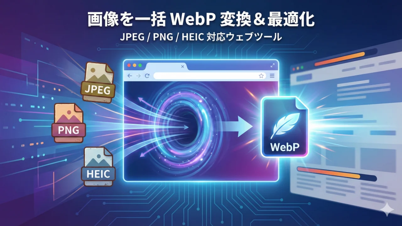 JPEG / PNG / HEIC を一括でWebPに変換＆最適化のウェブツール