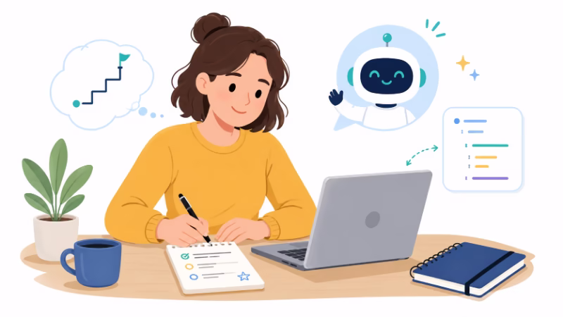 YAMLっぽく整理したメモを使って、AIへの指示を始める第一歩を表したイラスト