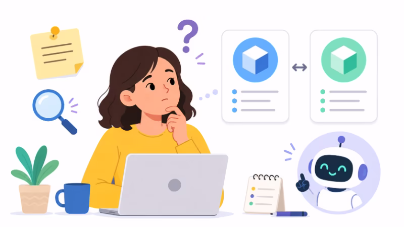 YAMLとYMYLの違いが分からず、混乱している非エンジニアのイラスト
