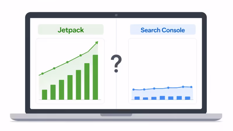 JetpackではアクセスがあるのにSearch Consoleでは数字が少ない状態を示すイラスト