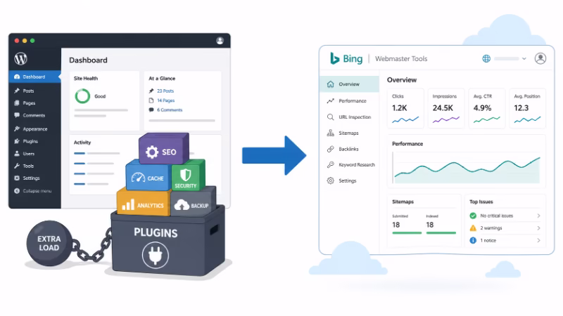 Bing Webmaster ToolsはWordPressを重くするプラグインではないことを示すイラスト