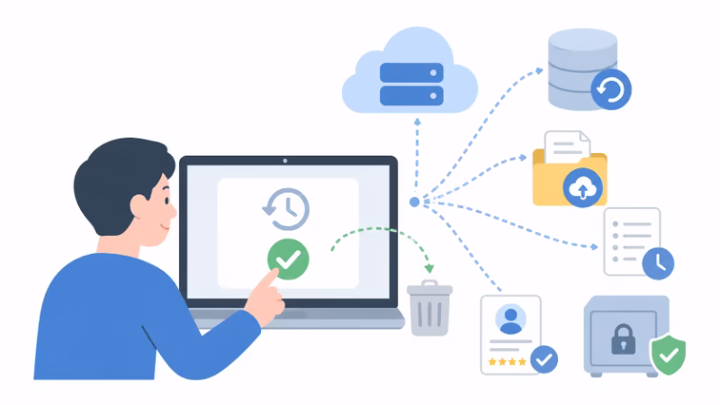 履歴を削除してもサーバー側にはデータが残る可能性を示すイラスト