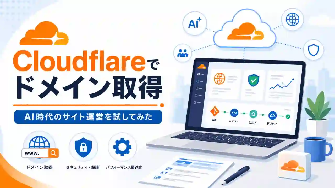 Cloudflareでドメイン取得からGitHub連携・自動デプロイまで行うサイト運営のイメージ