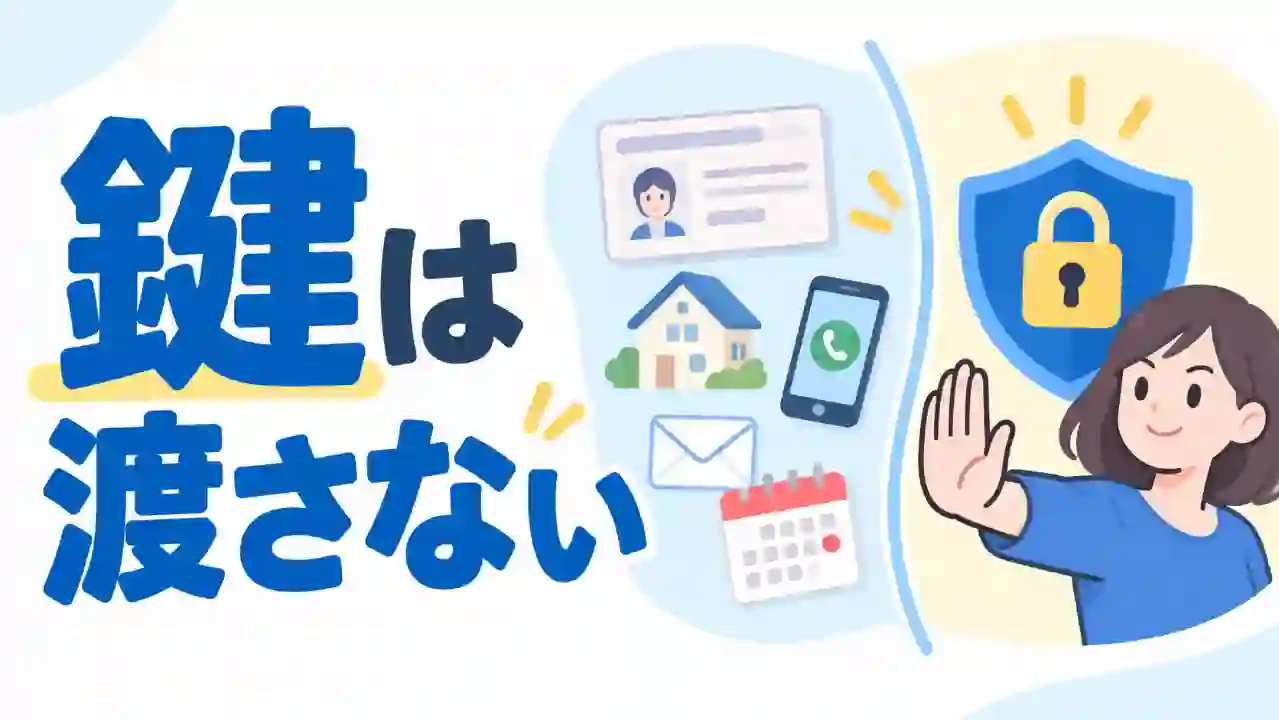 氏名や住所などの個人情報と、守るべき鍵や認証情報を対比して示したセキュリティ対策のイラスト